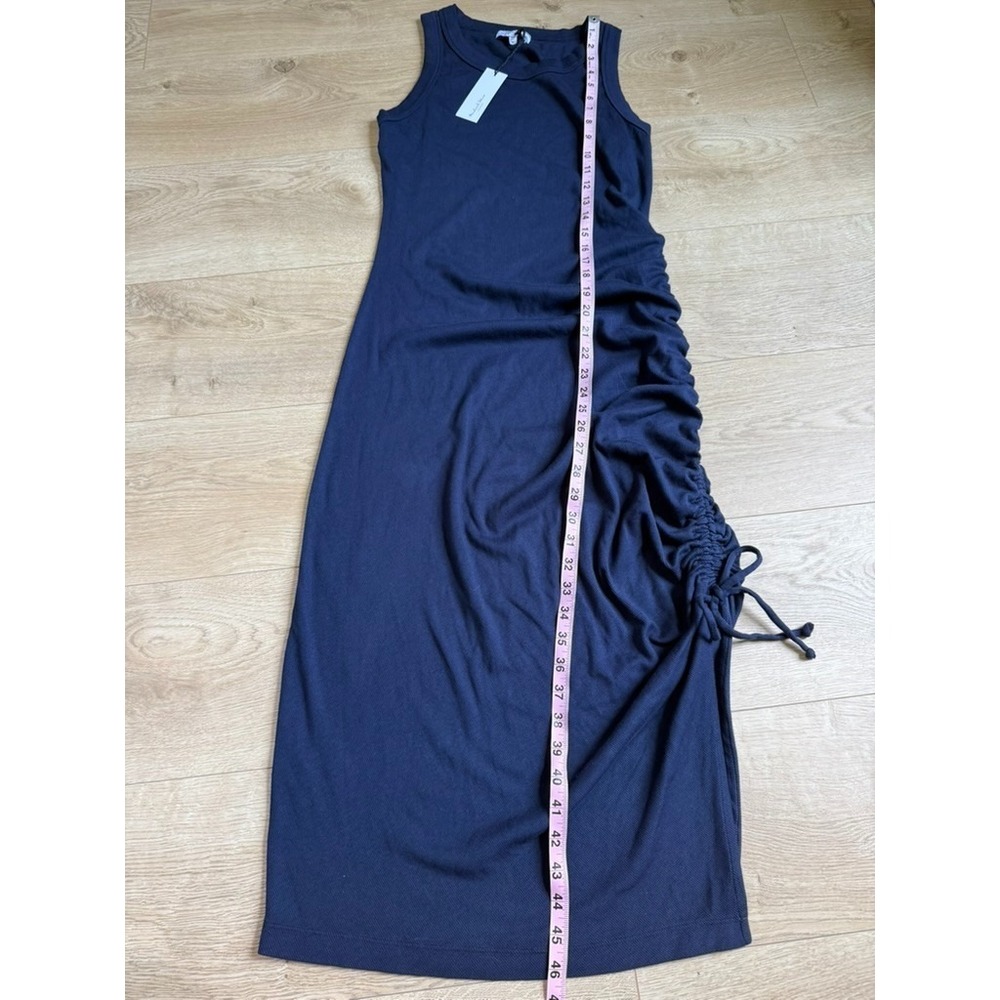 NWT Michael Stars Hope Midi Dress with tie ultra rib Admiral blue high neck 1X - Picture 5 of 10